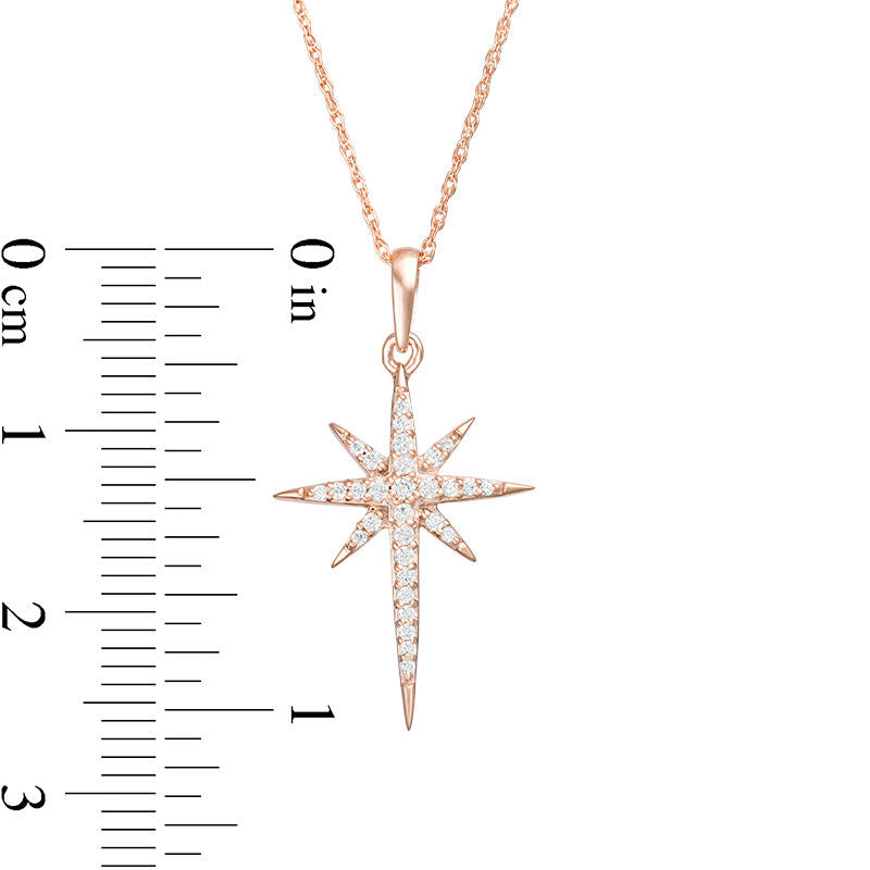 0.13 CT. T.W. Natural Diamond Eight-Point Star Pendant in 10K Rose Gold