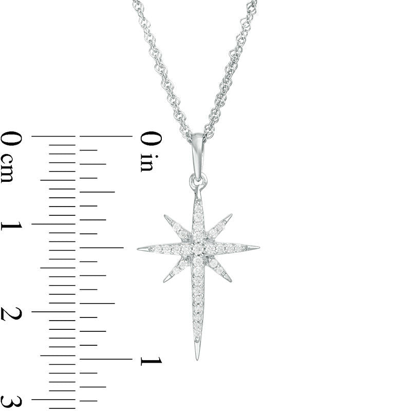 0.13 CT. T.W. Natural Diamond Eight-Point Star Pendant in 10K White Gold