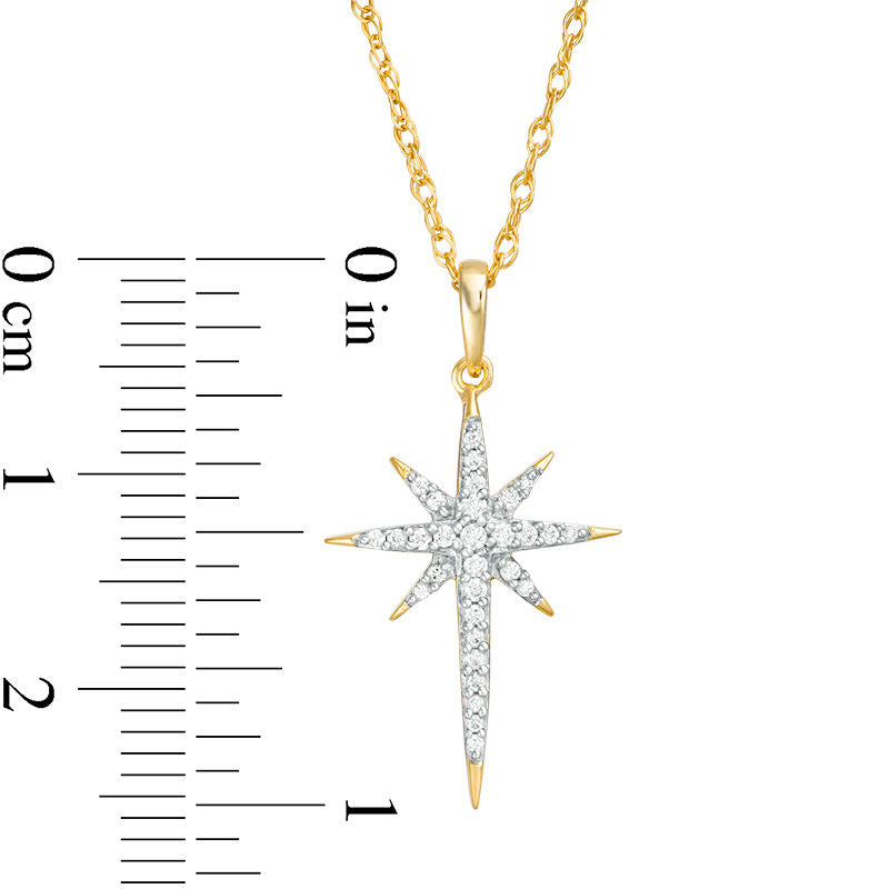 0.13 CT. T.W. Natural Diamond Eight-Point Star Pendant in 10K Yellow Gold