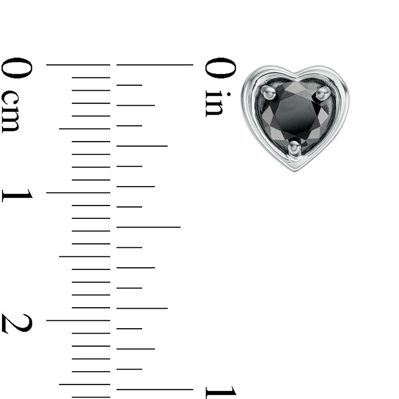 1 CT. T.W. Enhanced Black Diamond Solitaire Heart Stud Earrings in 10K White Gold