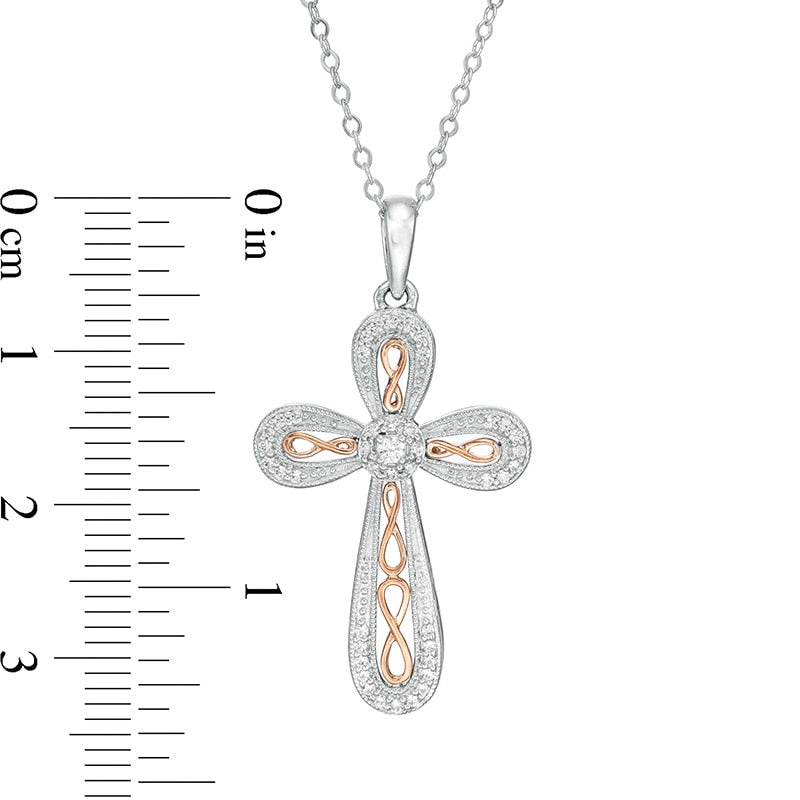 0.17 CT. T.W. Natural Diamond Infinity Cross Pendant in 10K Two-Tone Gold