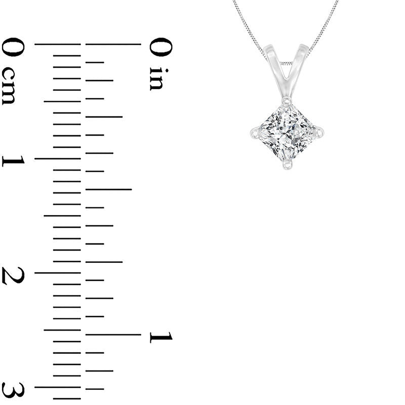 0.5 CT. Certified Princess-Cut Natural Clarity Enhanced Solitaire Pendant in 14K White Gold (I/VS2)