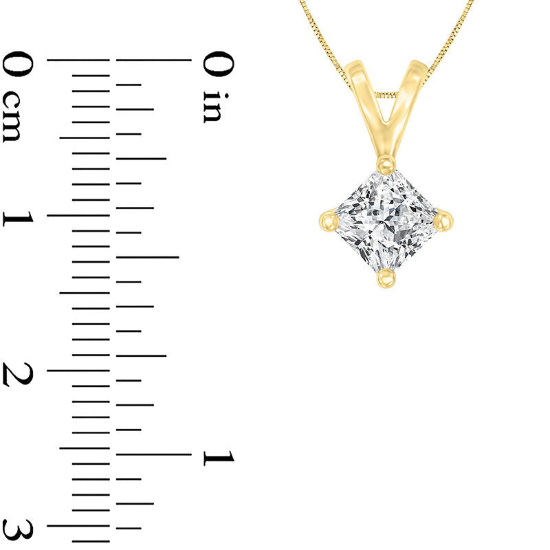 1 CT. Certified Princess-Cut Natural Clarity Enhanced Solitaire Pendant in 14K Gold (I/VS2)