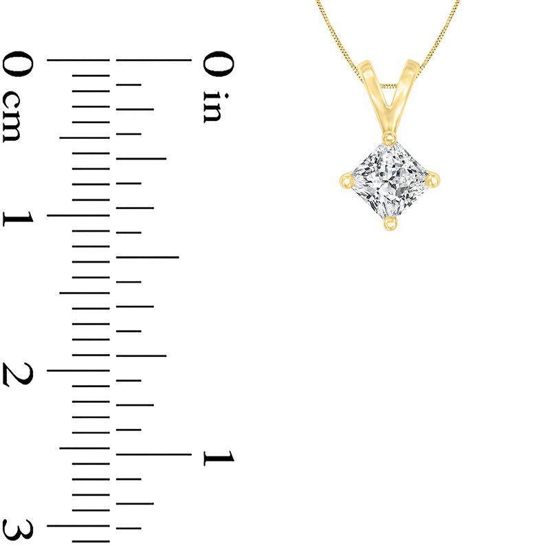 0.5 CT. Certified Princess-Cut Natural Clarity Enhanced Solitaire Pendant in 14K Gold (I/SI2)