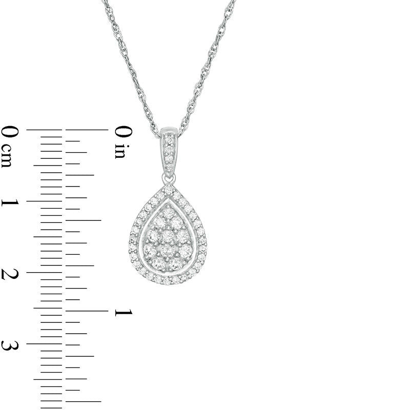 0.5 CT. T.W. Composite Natural Diamond Teardrop-Shaped Frame Pendant in 10K White Gold