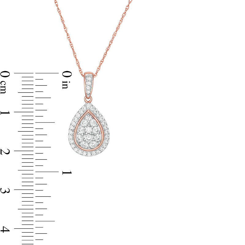 0.5 CT. T.W. Composite Natural Diamond Teardrop-Shaped Frame Pendant in 10K Rose Gold