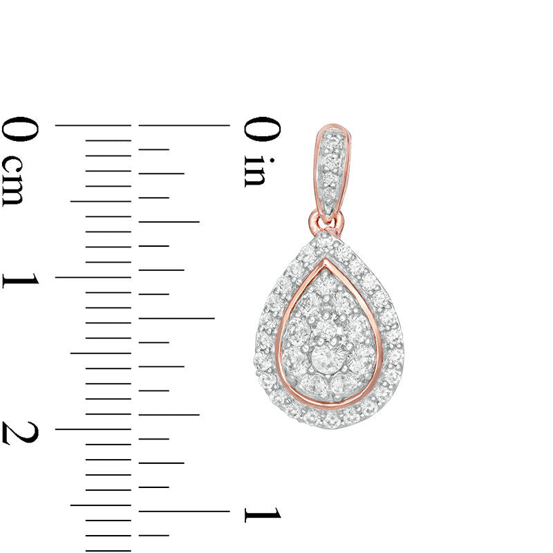 0.75 CT. T.W. Composite Diamond Teardrop-Shaped Frame Drop Earrings in 10K Rose Gold