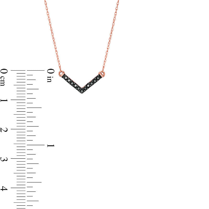 0.1 CT. T.W. Enhanced Black Natural Diamond Chevron Necklace in 10K Rose Gold - 17.5"