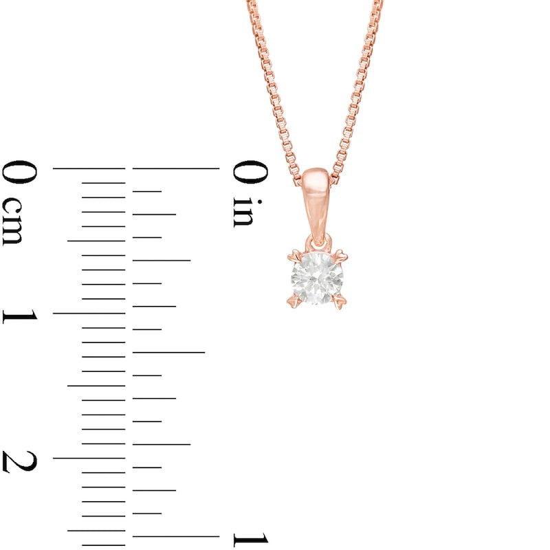 0.2 CT. T.W. Natural Clarity Enhanced Solitaire with Heart Prongs Pendant in 10K Rose Gold