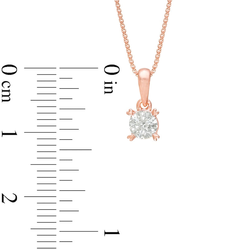 0.38 CT. T.W. Natural Clarity Enhanced Solitaire with Heart Prongs Pendant in 10K Rose Gold