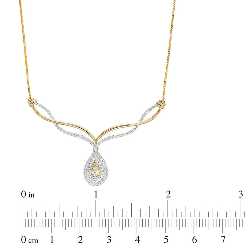 .25 ct. t.w. Diamond Chevron Lock Pendant Necklace in 18kt Gold