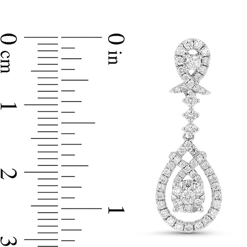 1-1.1 CT. T.W. Composite Diamond Double Teardrop Earrings in 18K White Gold (H/SI2)