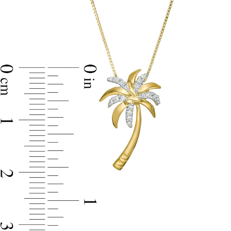 0.1 CT. T.W. Natural Diamond Palm Tree Pendant in 10K Yellow Gold