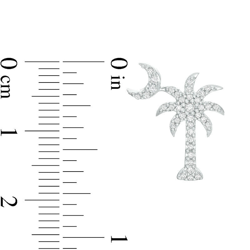 0.33 CT. T.W. Diamond Palm Tree with Moon Stud Earrings in 10K White Gold