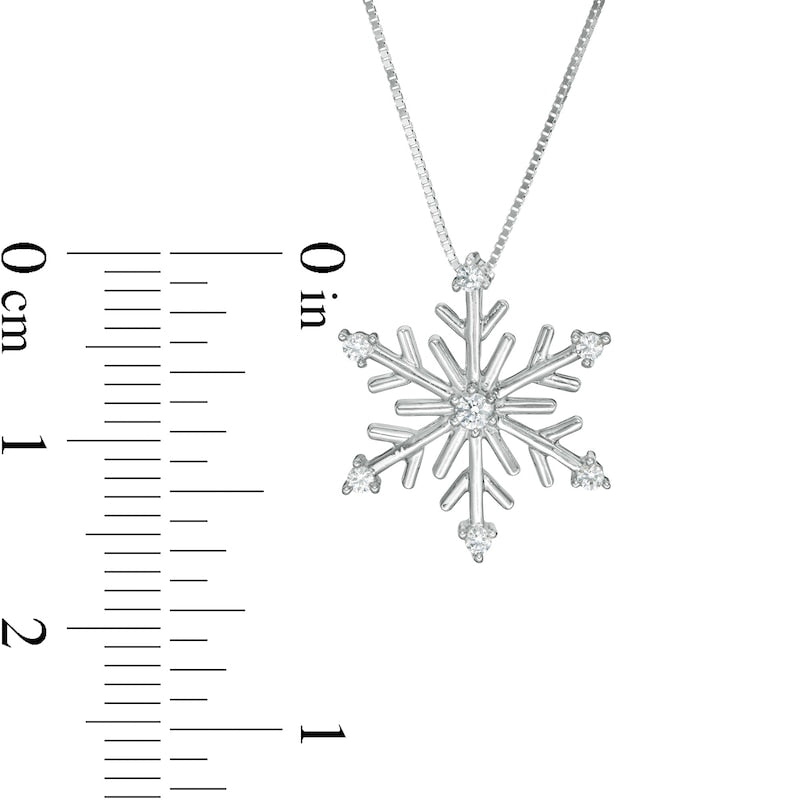 0.1 CT. T.W. Natural Diamond Snowflake Pendant in 10K White Gold