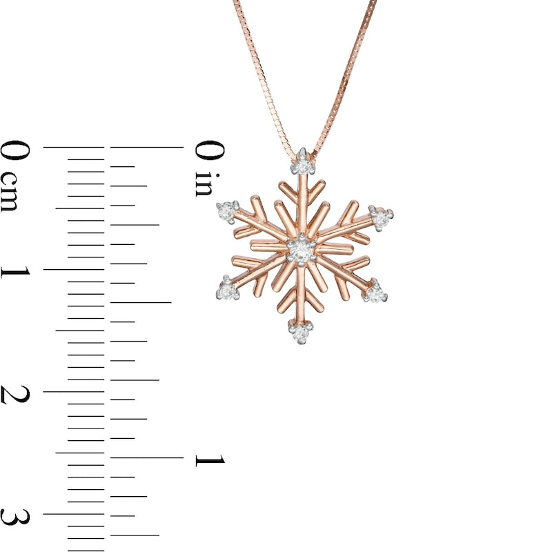 0.1 CT. T.W. Natural Diamond Snowflake Pendant in 10K Rose Gold