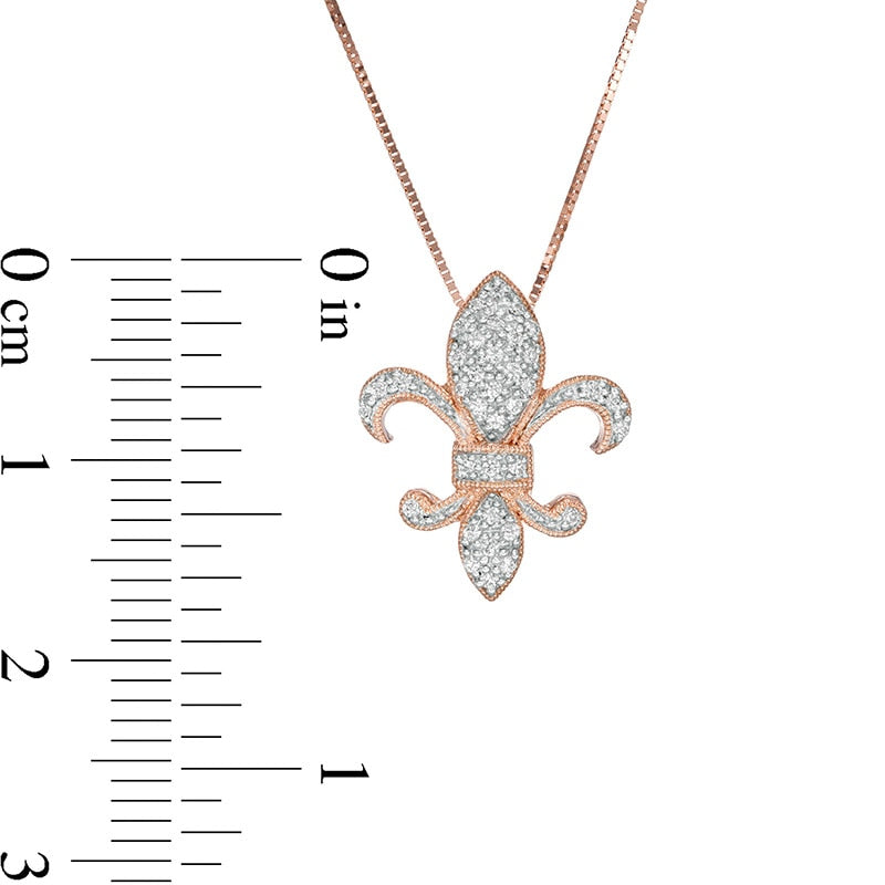 0.13 CT. T.W. Natural Diamond Fleur-De-Lis Pendant in 10K Rose Gold