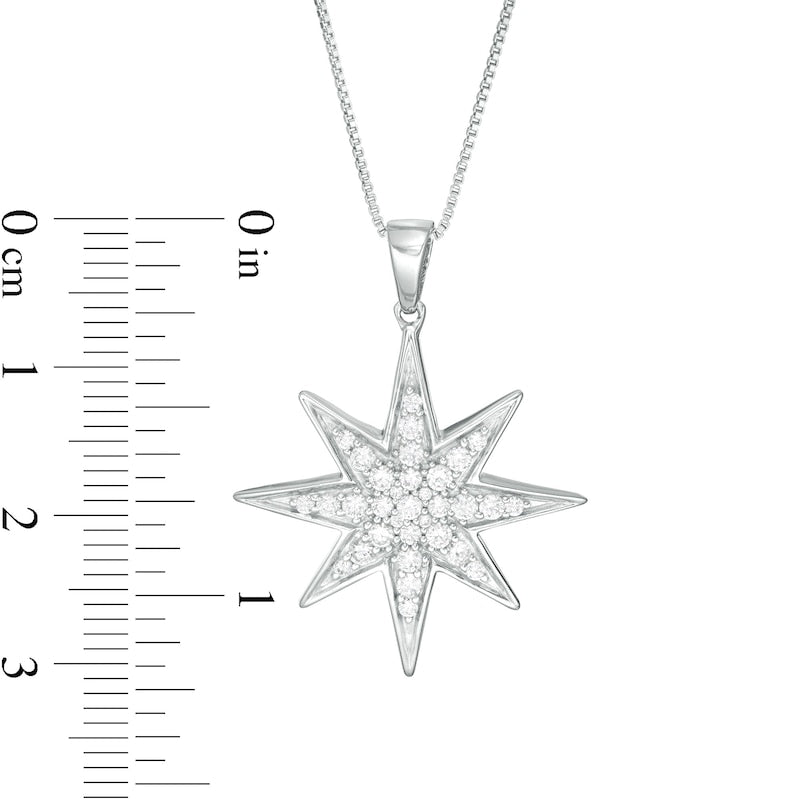 0.5 CT. T.W. Natural Diamond North Star Pendant in Sterling Silver