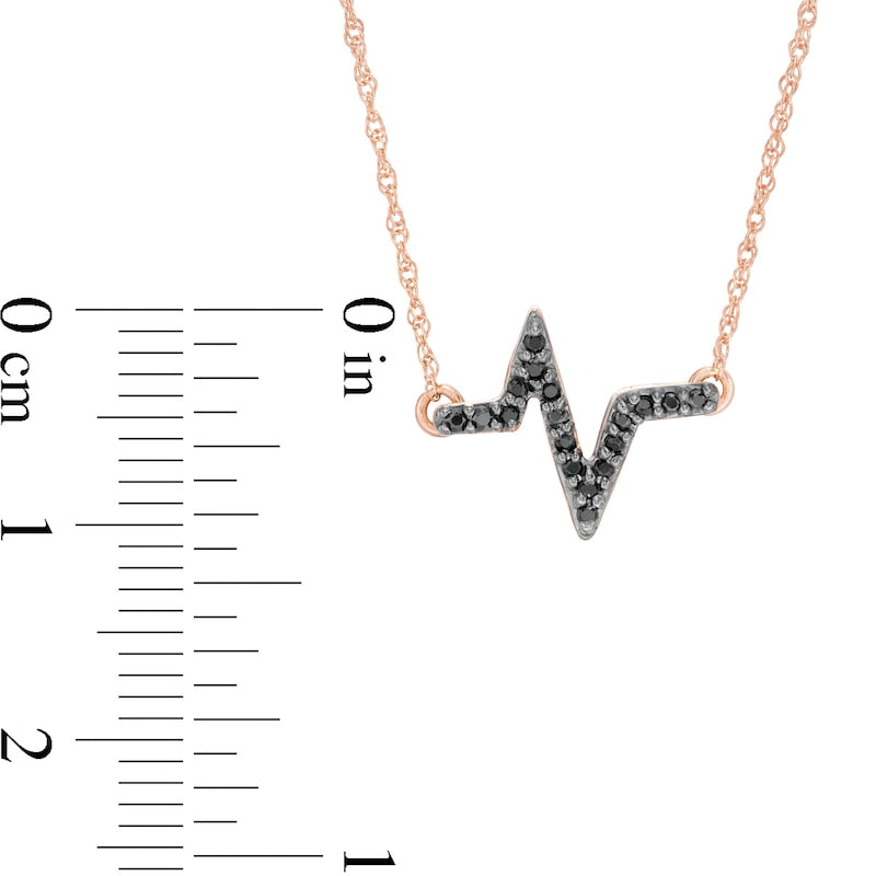 0.1 CT. T.W. Enhanced Black Natural Diamond Heartbeat Necklace in 10K Rose Gold