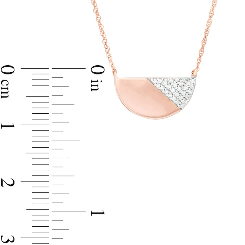 0.1 CT. T.W. Natural Diamond Half Circle Necklace in 10K Rose Gold