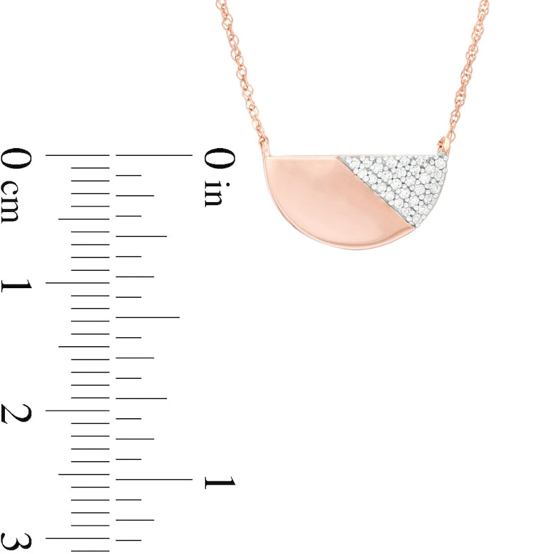 0.1 CT. T.W. Natural Diamond Half Circle Necklace in 10K Rose Gold