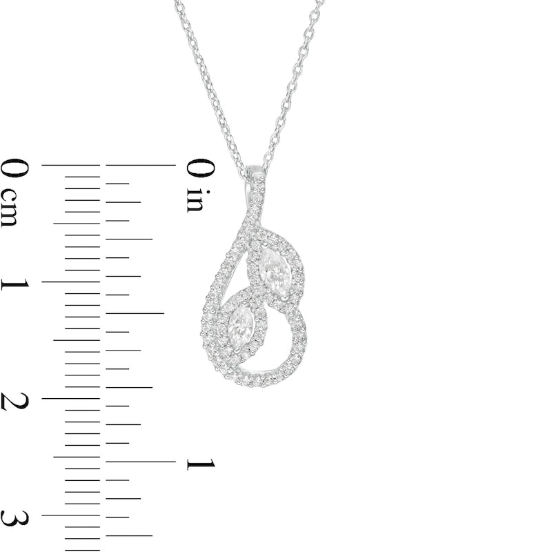 0.25 CT. T.W. Marquise Natural Diamond Leaves Teardrop Pendant in 10K White Gold