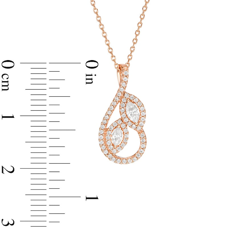 0.25 CT. T.W. Marquise Natural Diamond Leaves Teardrop Pendant in 10K Rose Gold