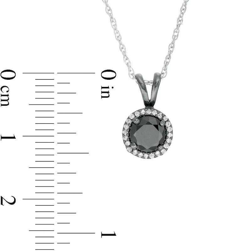 1.2 CT. T.W. Enhanced Black and White Natural Diamond Frame Drop Pendant in 10K White Gold with Black Rhodium