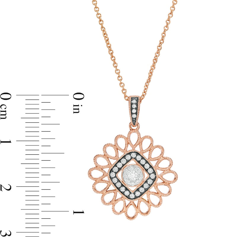 0.25 CT. T.W. Natural Diamond Art Deco Antique Vintage-Style Pendant in 10K Rose Gold