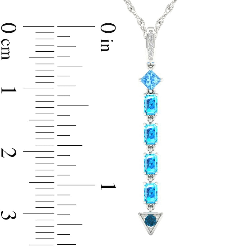 Multi-Shaped Blue Topaz and Natural Diamond Accent Abstract Arrow Pendant in 10K White Gold