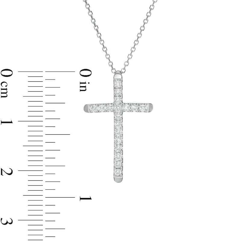 0.25 CT. T.W. Certified Natural Diamond Cross Pendant in 14K White Gold (H/I1)