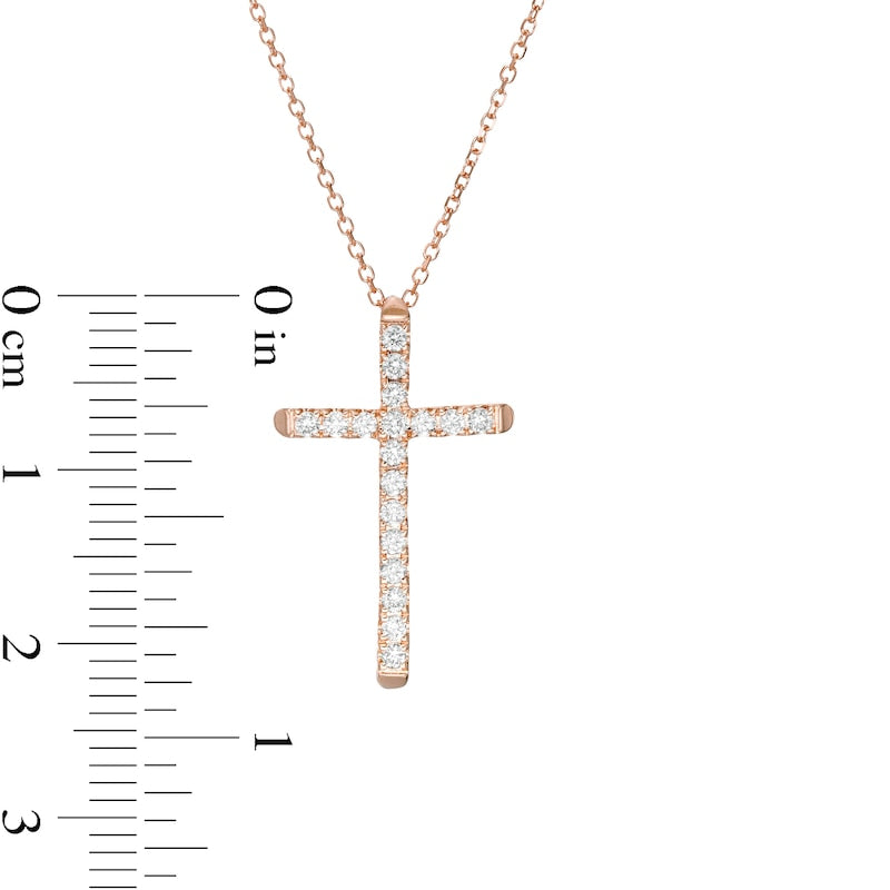 0.25 CT. T.W. Certified Natural Diamond Cross Pendant in 14K Rose Gold (H/I1)