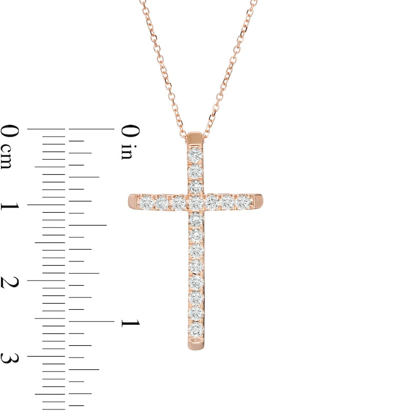 0.5 CT. T.W. Certified Natural Diamond Cross Pendant in 14K Rose Gold (H/I1)