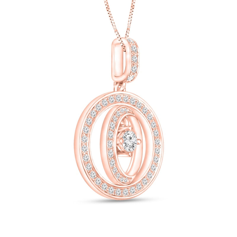 0.25 CT. T.W. Natural Diamond Double Circle Drop Pendant in 10K Rose Gold