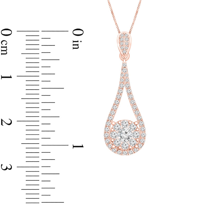 0.5 CT. T.W. Natural Diamond Teardrop Pendant in 10K Rose Gold