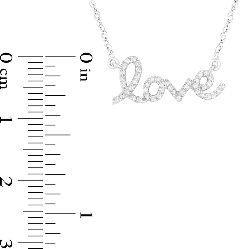 0.13 CT. T.W. Natural Diamond "love" Necklace in Sterling Silver