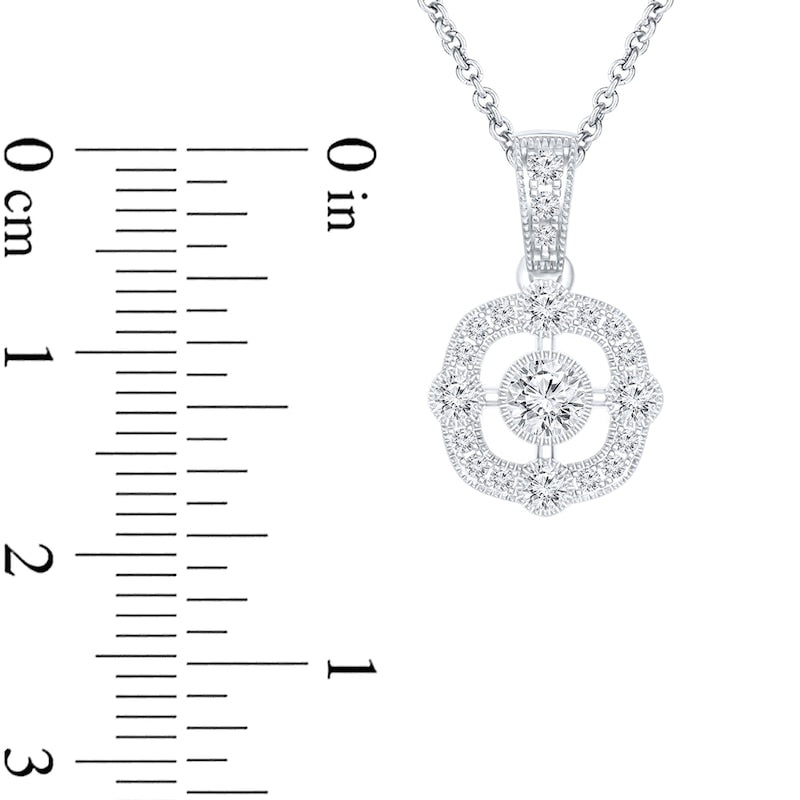 0.2 CT. T.W. Natural Diamond Cushion Frame Antique Vintage-Style Pendant in Sterling Silver