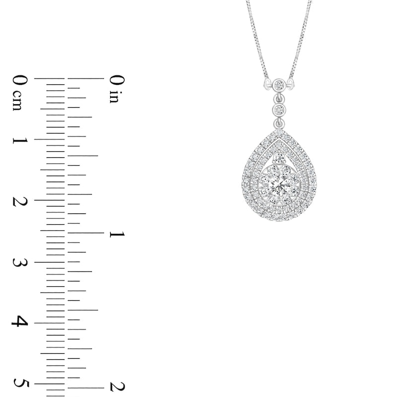 0.75 CT. T.W. Natural Diamond Double Frame Teardrop Pendant 10K White Gold