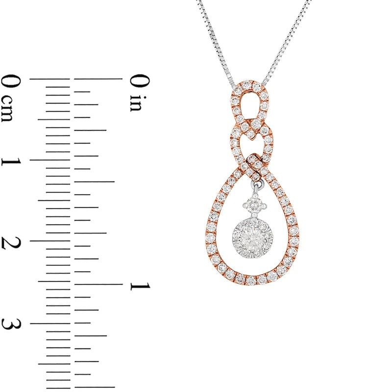 0.38 CT. T.W. Natural Diamond Triple Teardrop Pendant in 10K Two-Tone Gold