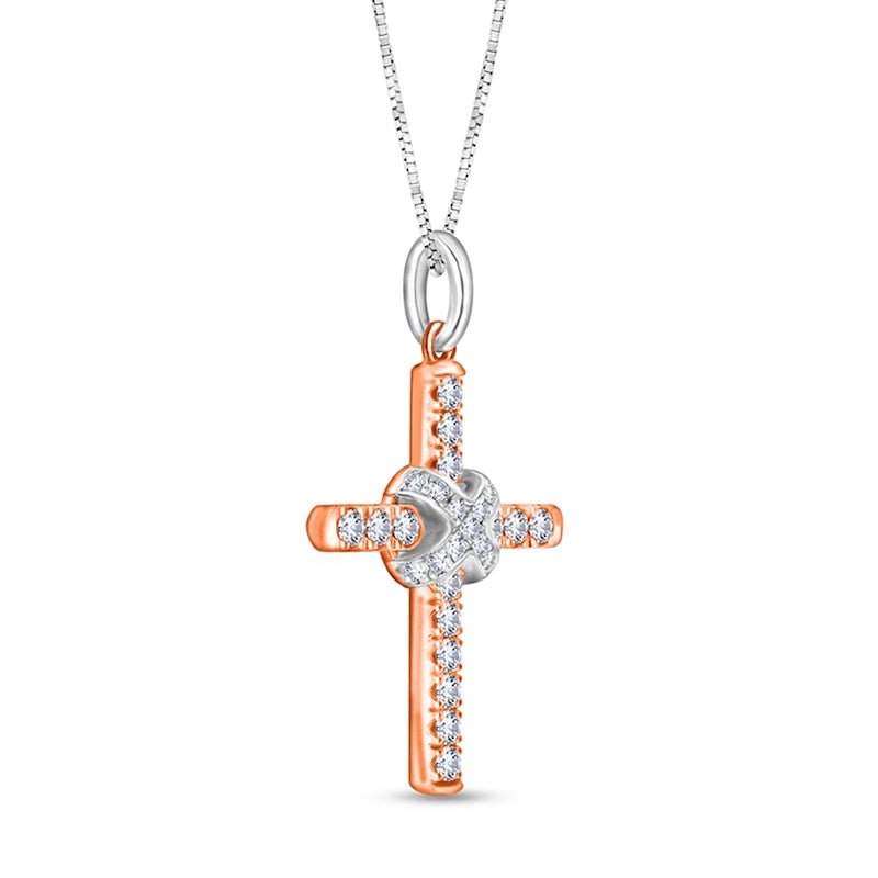 0.2 CT. T.W. Natural Diamond "X" Cross Pendant in 10K Two-Tone Gold