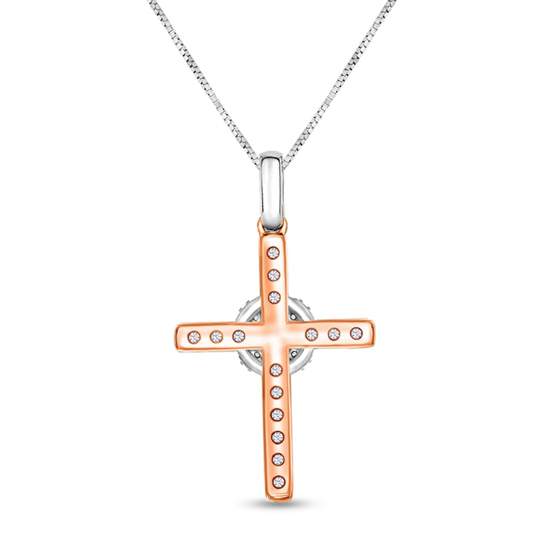 0.2 CT. T.W. Natural Diamond "X" Cross Pendant in 10K Two-Tone Gold