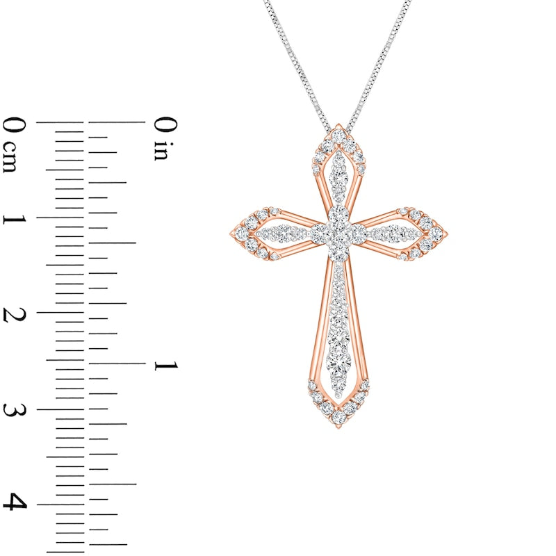 0.75 CT. T.W. Natural Diamond Flared Cross Pendant in 10K Two-Tone Gold