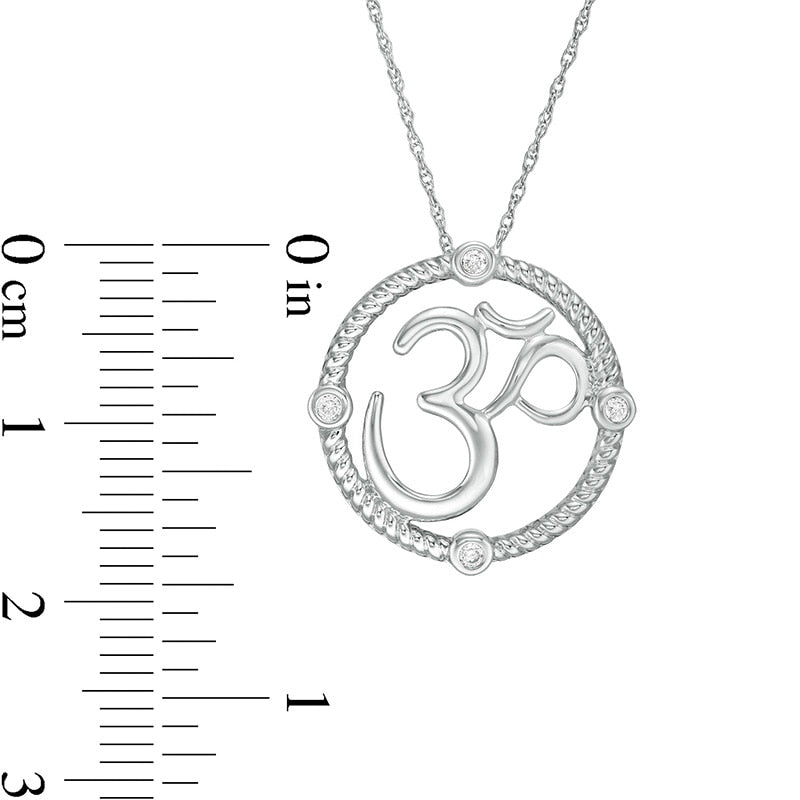 0.05 CT. T.W. Natural Diamond Om Symbol Rope Circle Pendant in Sterling Silver