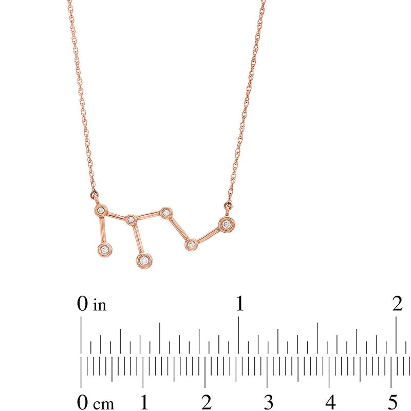 0.05 CT. T.W. Natural Diamond Leo Constellation Bezel-Set Necklace in 10K Rose Gold