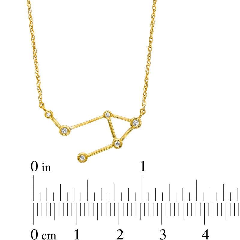 0.05 CT. T.W. Natural Diamond Libra Constellation Bezel-Set Necklace in 10K Yellow Gold