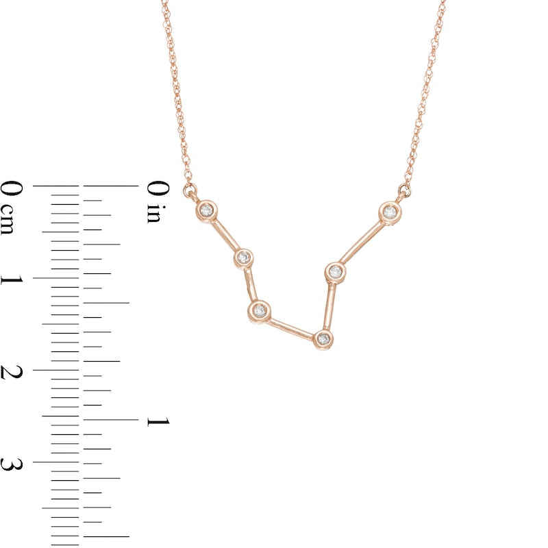 0.05 CT. T.W. Natural Diamond Pisces Constellation Bezel-Set Necklace in 10K Rose Gold