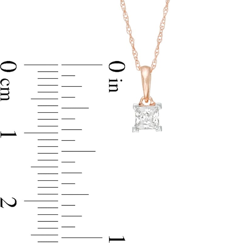 0.25 CT. Princess-Cut Natural Clarity Enhanced Solitaire Pendant in 10K Rose Gold