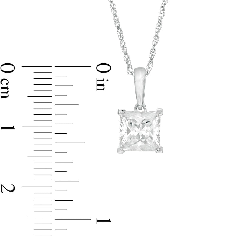 1 CT. Princess-Cut Natural Clarity Enhanced Solitaire Pendant in 10K White Gold