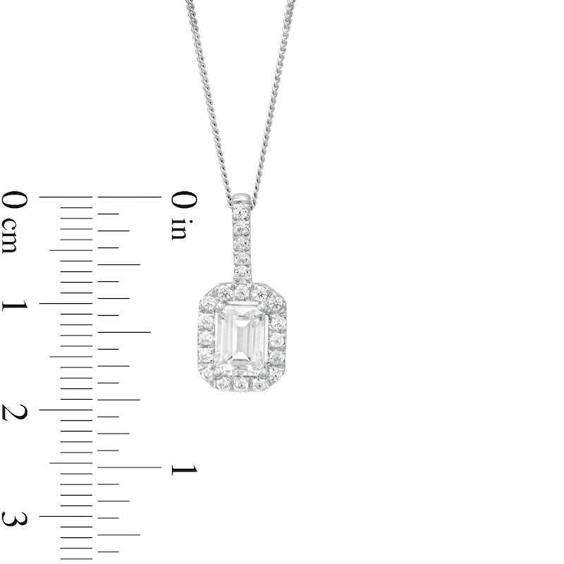 1 CT. T.W. Certified Emerald-Cut Natural Diamond Octagonal Frame Drop Pendant in 14K White Gold (I/I1)