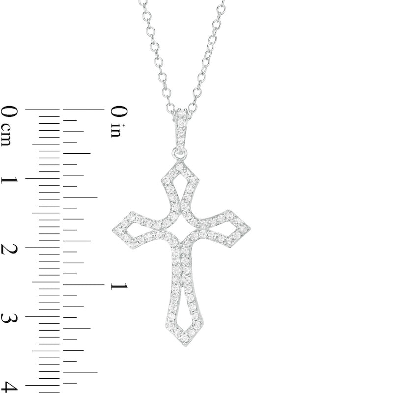 0.5 CT. T.W. Natural Diamond Gothic-Style Flared Cross Pendant in 10K White Gold